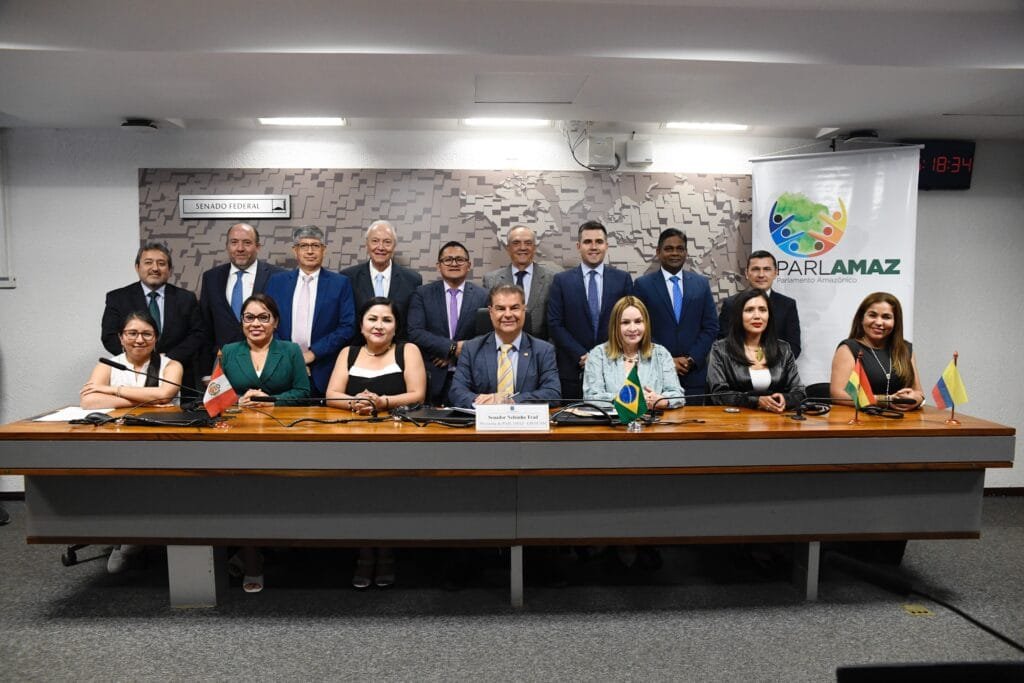 Delegação parlamentar presente na Reunião do Parlamaz em Brasília, Brasil.